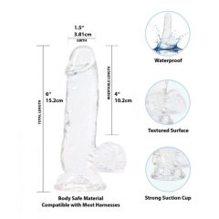   Dildo Trasparente con Ventosa e Testicoli Addiction Crystal" - 15cm"