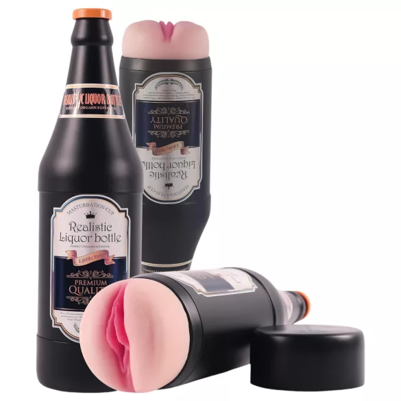 Lonely - vagina artificiale realistica in bottiglia di birra (naturale-nera)