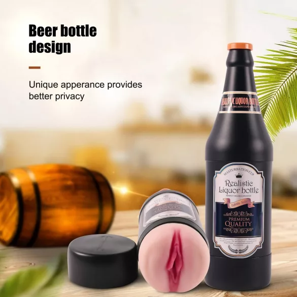Lonely - vagina artificiale realistica in bottiglia di birra (naturale-nera)