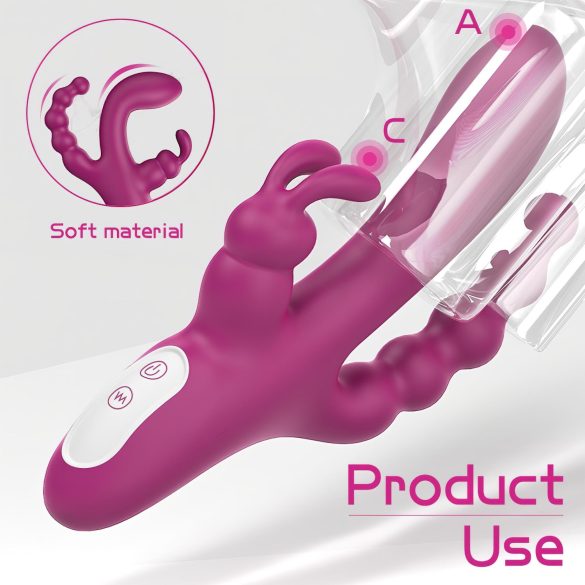 Sex HD Joker - vibratore impermeabile, ricaricabile a tre bracci (viola)