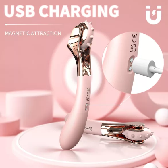 Sex HD - vibratore ricaricabile a prova di goccia con rotella di stimolazione (rosa)