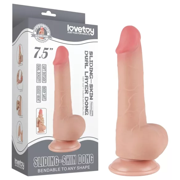 Lovetoy - dildo realistico doppio strato con ventosa 19,5 cm - color carne