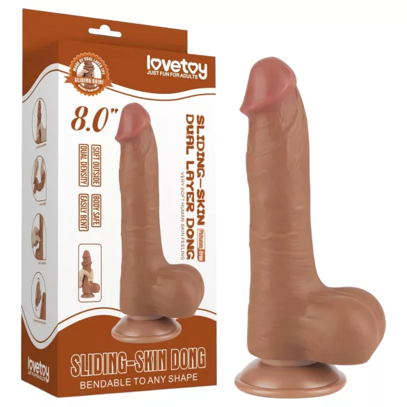 Lovetoy Sliding-Skin - dildo realistico con testicoli - doppio strato 20,8cm