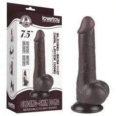   Lovetoy - dildo realistico a doppio strato con testicoli - 19,5 cm marrone
