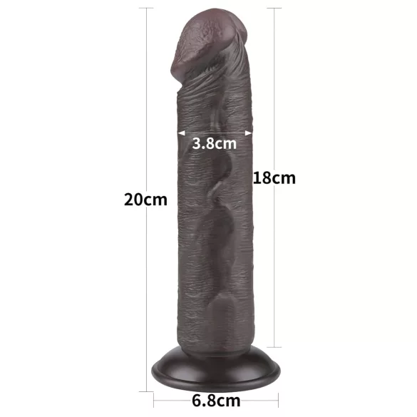 Lovetoy Sliding-Skin - dildo realistico doppio strato con ventosa 20cm marrone