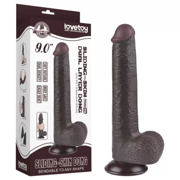 Lovetoy - dildo doppio strato con ventosa - 20,8 cm - marrone