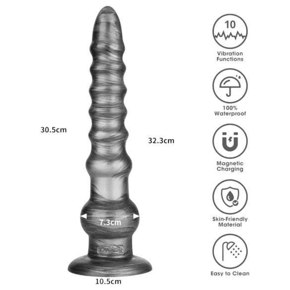 Lovetoy King Sized - vibratore realistico extra grande - 32 cm - grigio