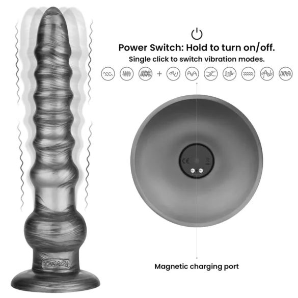 Lovetoy King Sized - vibratore realistico extra grande - 32 cm - grigio