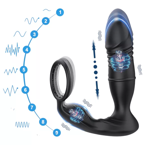 AlvUp - vibratore prostatico intelligente con anello fallico - nero