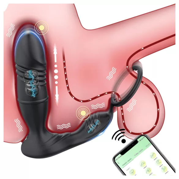 AlvUp - vibratore prostatico intelligente con anello fallico - nero