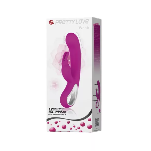 Pretty Love Webb - vibratore rabbit con stimolatore clitorideo - silicone rosa