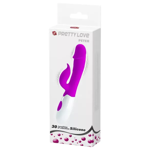 Pretty Love Peter - vibratore rabbit con stimolatore clitoride - silicone viola