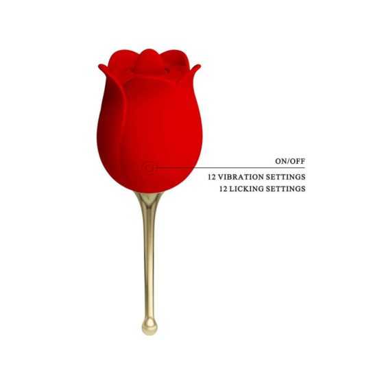 ROSE LOVER - Vibromassaggiatore Linguale Ricaricabile per Clitoride 2in1 (Rosso)