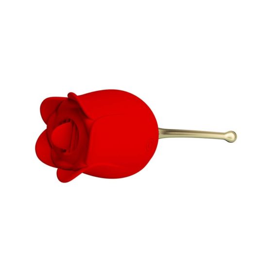 ROSE LOVER - Vibromassaggiatore Linguale Ricaricabile per Clitoride 2in1 (Rosso)