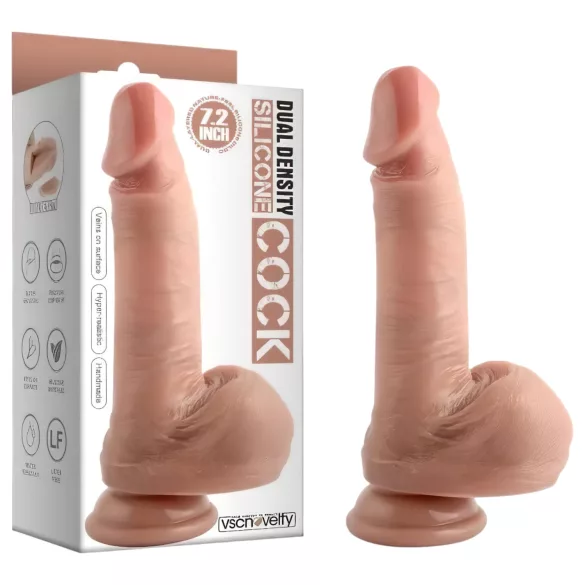 Dual Density - dildo realistico con testicoli e ventosa - 18 cm (color carne)