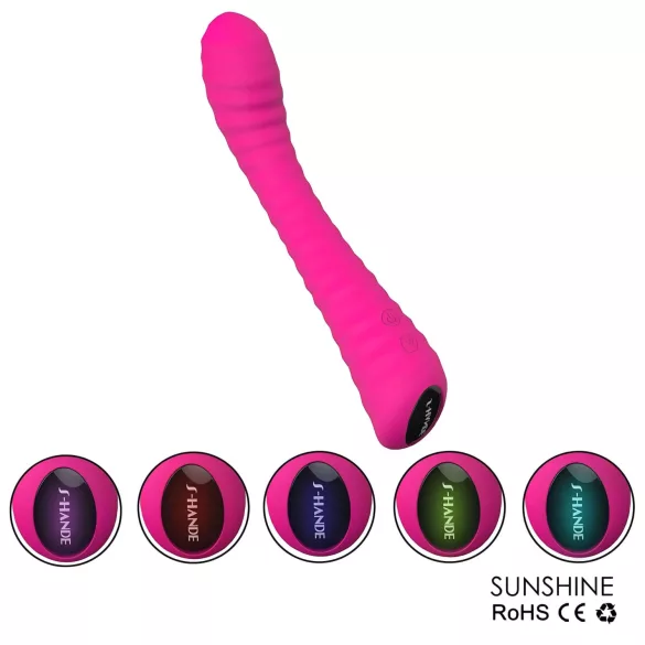 Sex HD Sunshine - vibratore punto G ricaricabile scanalato - silicone rosa