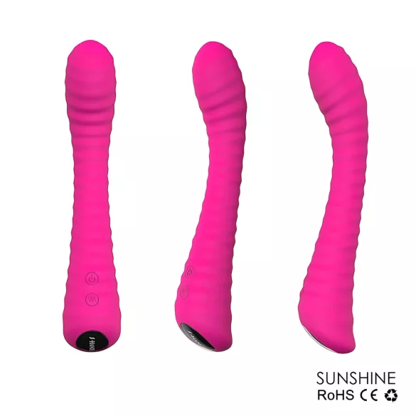 Sex HD Sunshine - vibratore punto G ricaricabile scanalato - silicone rosa