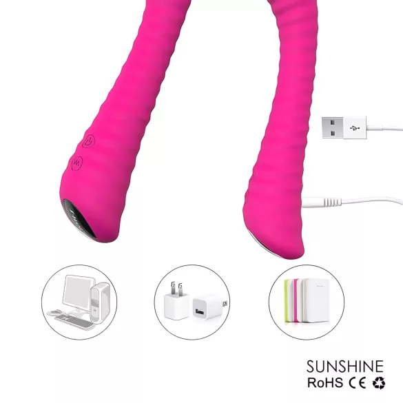 Sex HD Sunshine - vibratore punto G ricaricabile scanalato - silicone rosa
