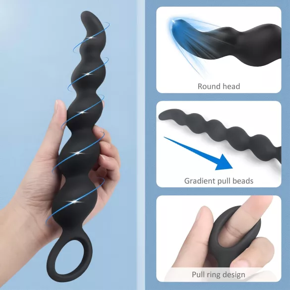 Sex HD Steven - dildo anale perlato - nero