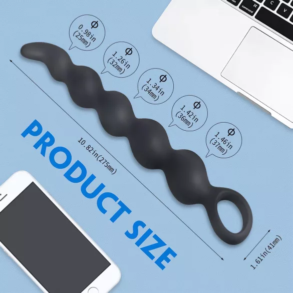 Sex HD Steven - dildo anale perlato - nero