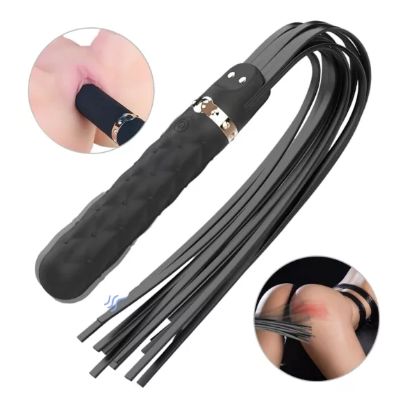 Sex HD Bloody Mary - vibratore ricaricabile impermeabile con frusta - nero