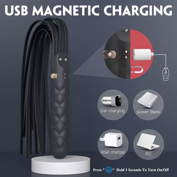 Sex HD Bloody Mary - vibratore ricaricabile impermeabile con frusta - nero