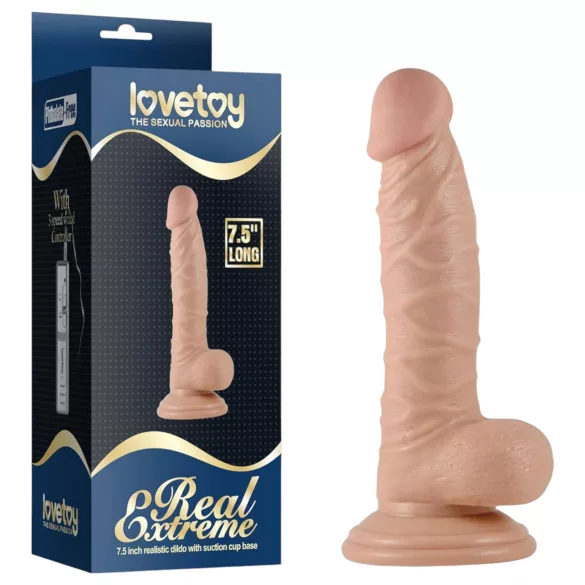 Lovetoy Real Extreme - dildo realistico con testicoli e ventosa - 19cm beige
