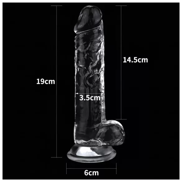 Lovetoy Flawless Clear - dildo con ventosa - 19 cm - trasparente
