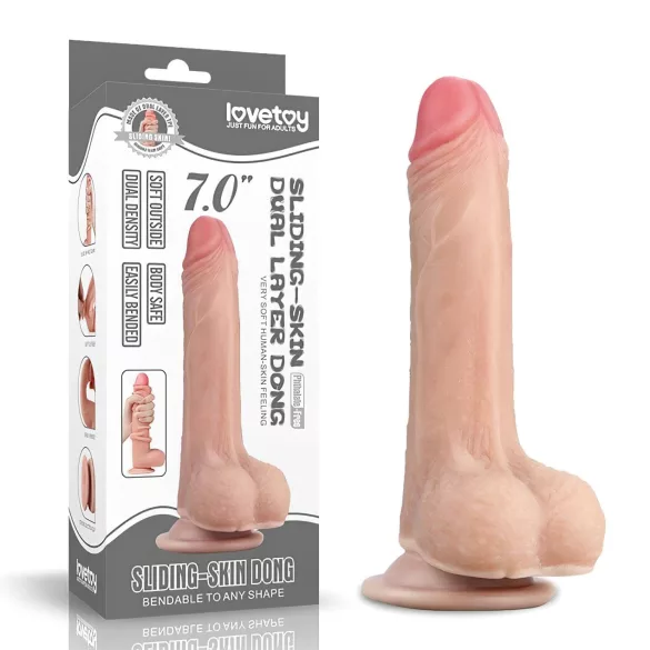 Lovetoy Sliding-Skin - dildo realistico a doppio strato - 18cm - colore naturale