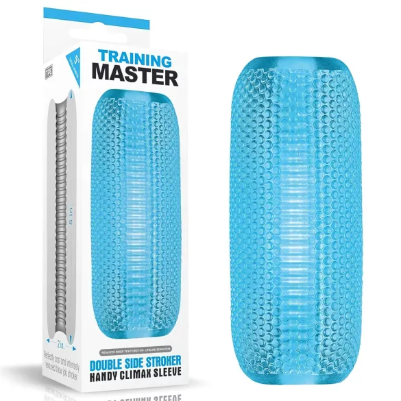 Lovetoy Training Master - masturbatore a doppia faccia rigato (blu)