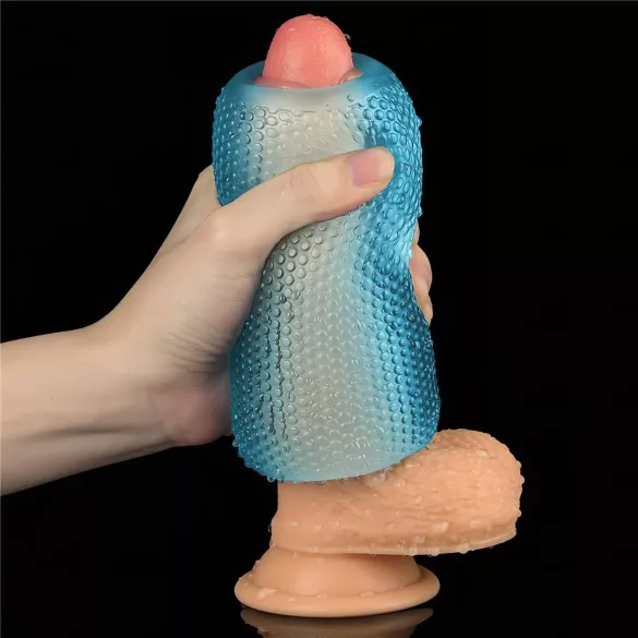 Lovetoy Training Master - masturbatore a doppia faccia rigato (blu)