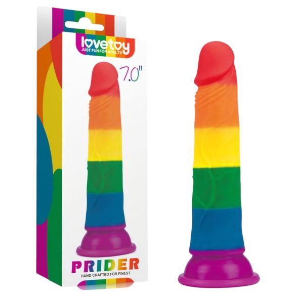 Lovetoy Prider - dildo realistico - 19 cm - arcobaleno