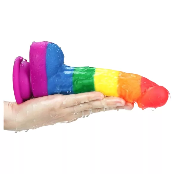Lovetoy Prider - dildo realistico in silicone - 19 cm arcobaleno