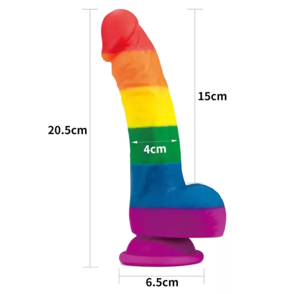 Lovetoy Prider - dildo realistico in silicone - 19 cm arcobaleno