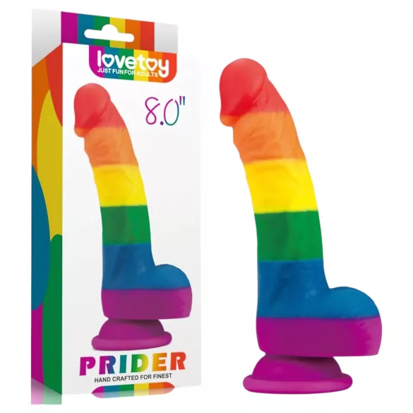 Lovetoy Prider - dildo realistico in silicone - 19 cm arcobaleno