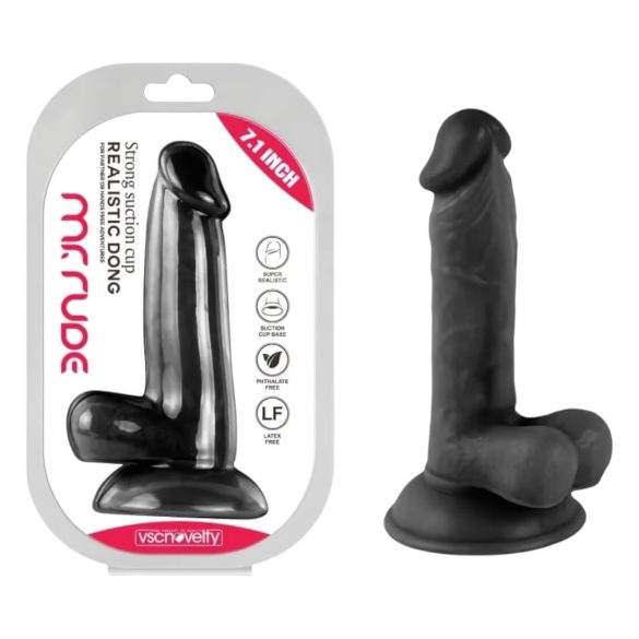 Mr. Rude - dildo realistico con ventosa e testicoli - 17cm (nero)