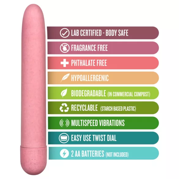 Gaia Eco L - vibratore ecologico classico - silicone rosa - grande