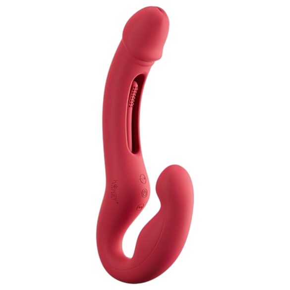 Honey Play Box Harmony Duo - vibratore strap-on con lingua - silicone rosso