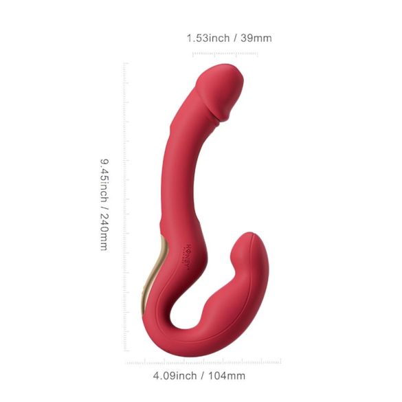Honey Play Box Harmony Duo - vibratore strap-on con lingua - silicone rosso