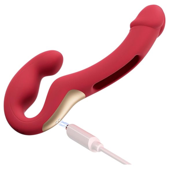 Honey Play Box Harmony Duo - vibratore strap-on con lingua - silicone rosso