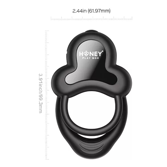 Honey Play Box Anello - anello vibrante per pene e testicoli a controllo tramite app, per uomini (nero)