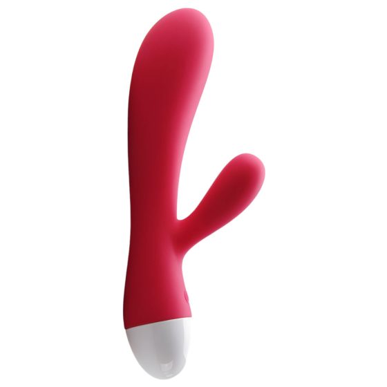 Vibratore ricaricabile per punto G con stimolatore clitorideo 'Delfino e Cucciolo' (rosso)