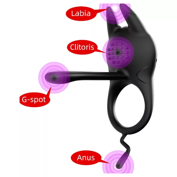 AlvUp - anello fallico vibrante con stimolatore clitorideo - nero