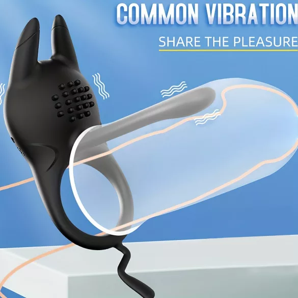 AlvUp - anello fallico vibrante con stimolatore clitorideo - nero