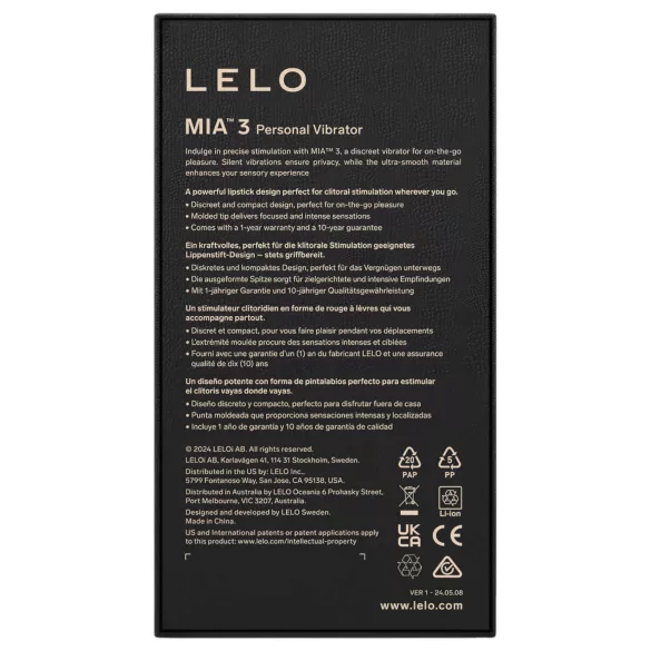 LELO Mia 3 - mini vibratore da viaggio a rossetto - viola
