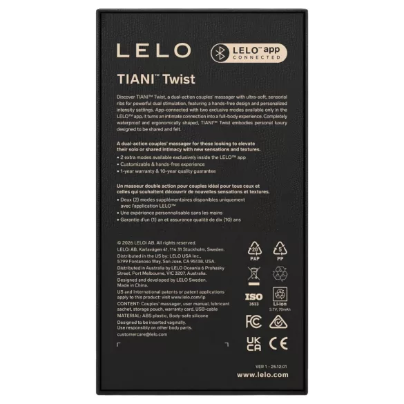 LELO Tiani Twist - vibratore di coppia intelligente (viola)