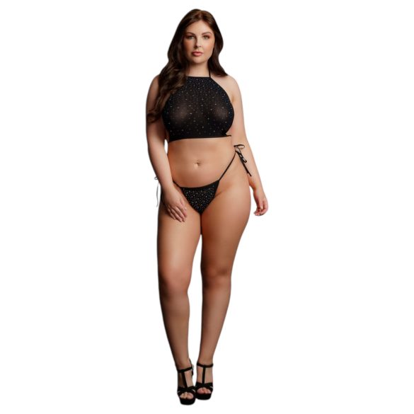 Le Désir Taglie Forti - set festa con strass - nero (XL-3XL)