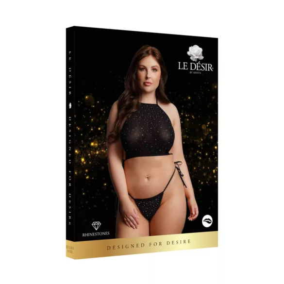 Le Désir Plus Size - completo intimo con strass - nero - XL-3XL