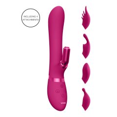   Vive Chou - vibratore ricaricabile con testine intercambiabili per stimolazione clitoridea (rosa)
