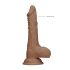RealRock Dong 8 - Dildo realistica con testicoli (20cm) - naturale scuro